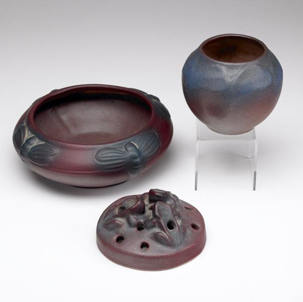 Appraisal: VAN BRIGGLE Two pieces in Persian Rose glaze low bowl