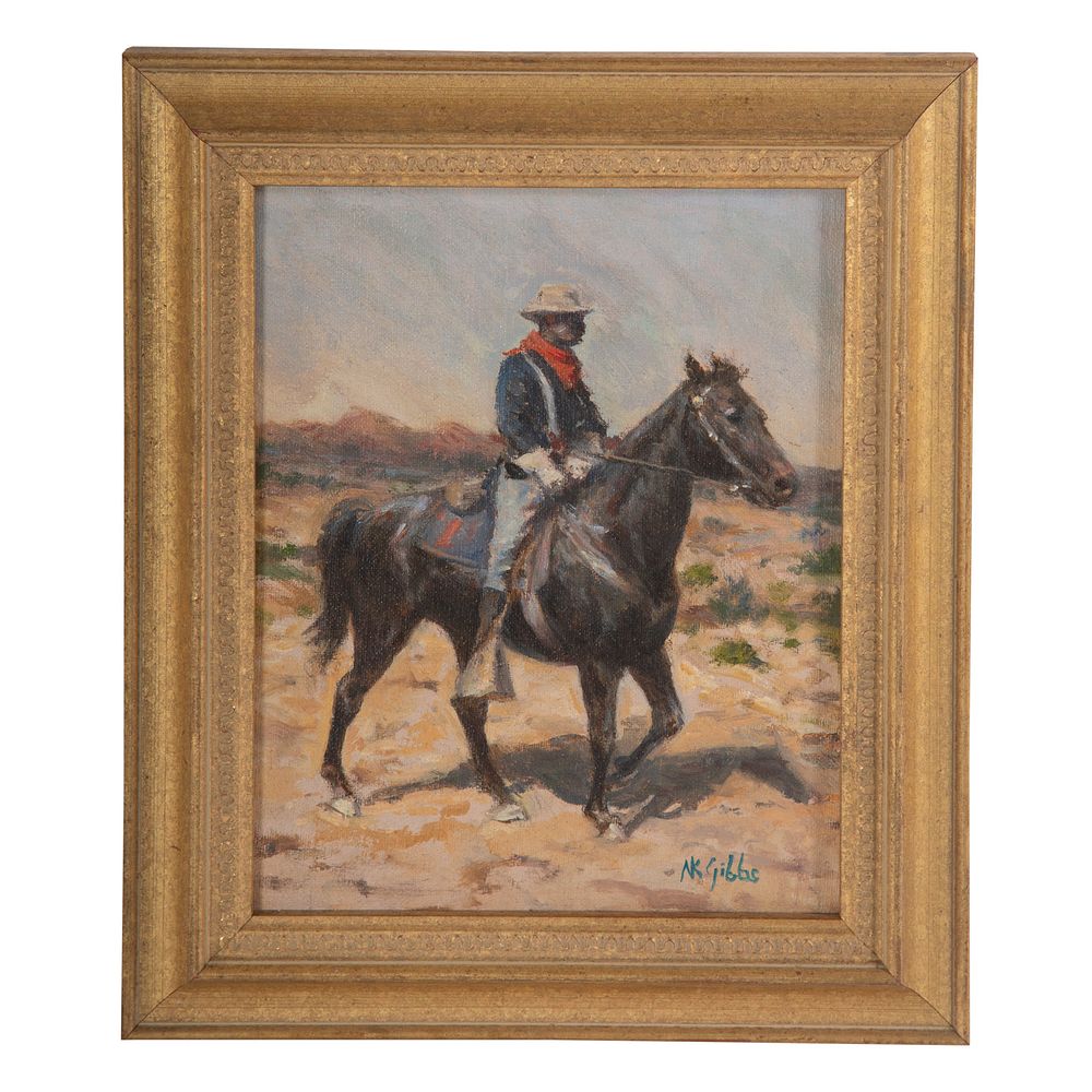 Appraisal: Nathaniel K Gibbs Study of Horse Soldier oil American -