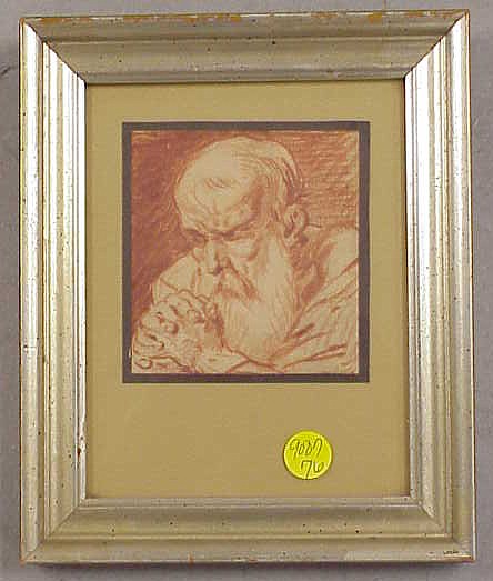 Appraisal: Attributed to Lucas Vorsterman Flemish Old Man eyes closed praying