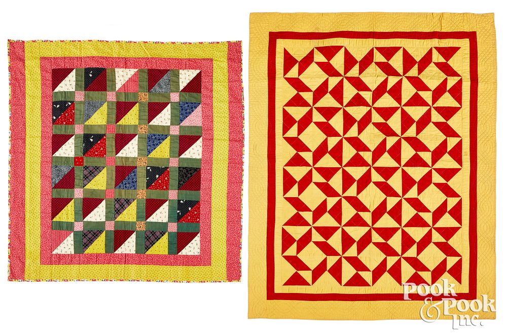 Appraisal: Two pieced youth quilts late th c Two pieced youth