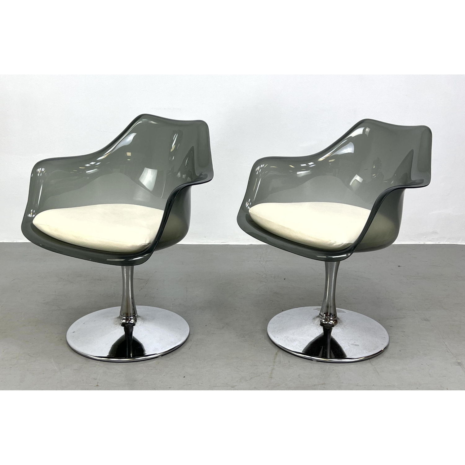 Appraisal: Chromecraft style Dining Arm Chairs with lucite shells and chrome