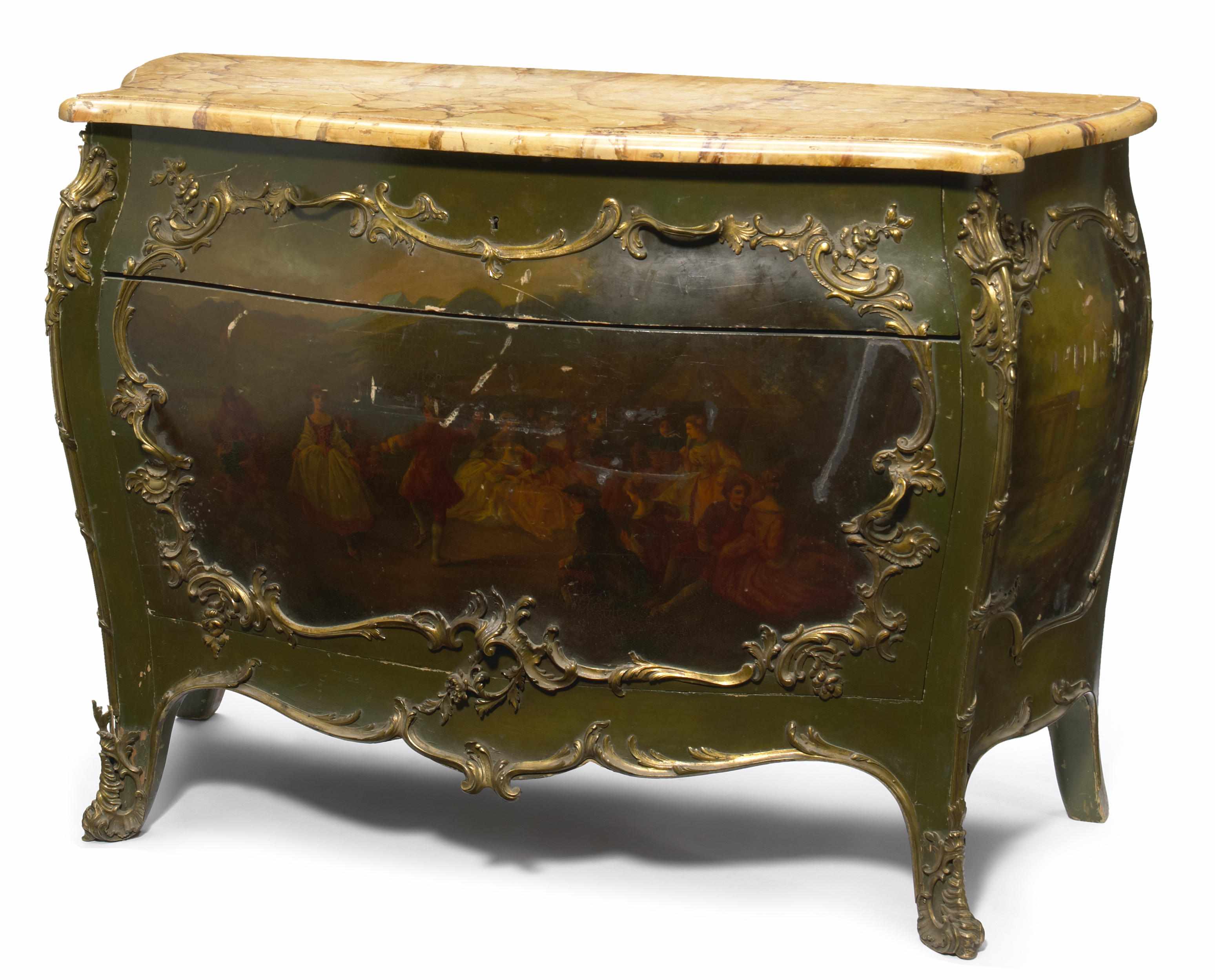 Appraisal: A Louis XV style gilt bronze mounted Vernis Martin commode