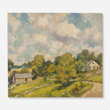 Appraisal: Robert Emmett Owen Village Farm Road oil on canvas h