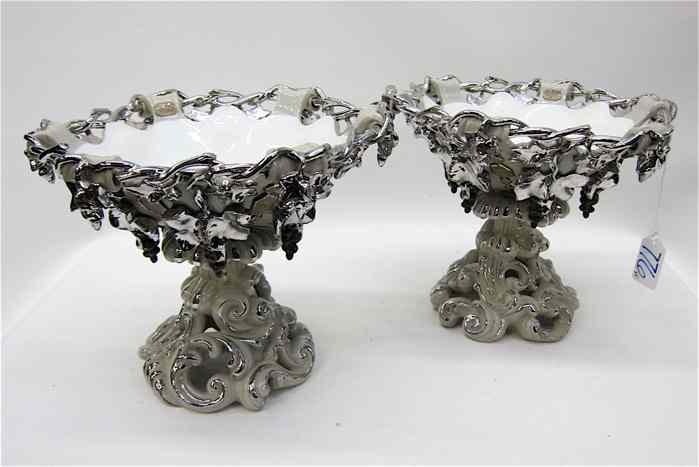 Appraisal: PAIR POTTERY PEDESTAL BOWLS attributed to Mettlach Early Wares c