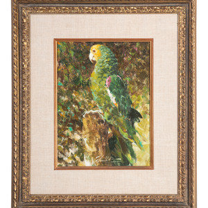 Appraisal: Ramon Kelley American b Parrot oil on board signed Ramon