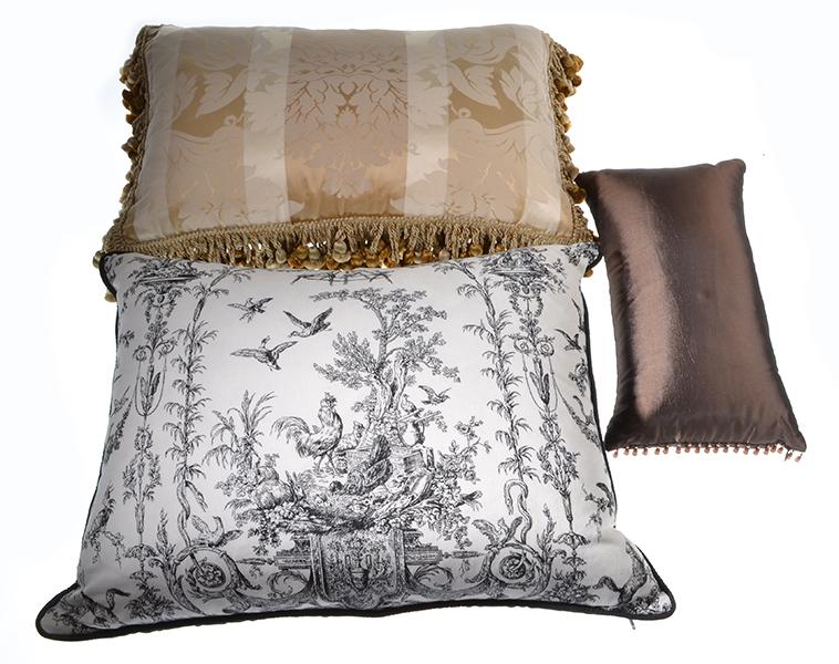 Appraisal: A COLLECTION OF NINE CLASSICAL SILK CUSHIONS AND A THROW