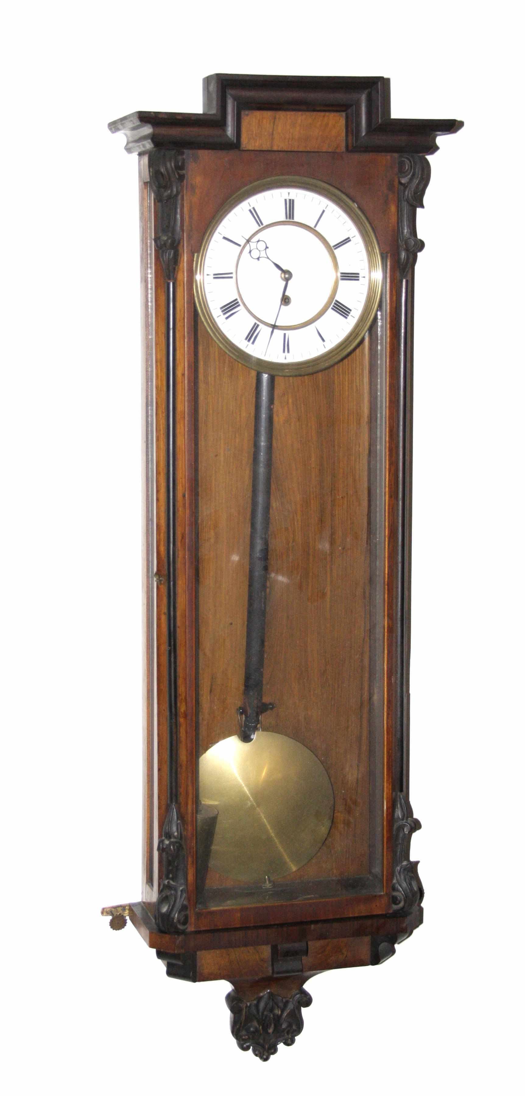 Appraisal: A Continental mahogany regulator wall clock height in width in