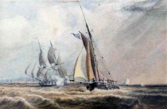 Appraisal: William Bernard Cooke - watercolour Shipping off the coast x