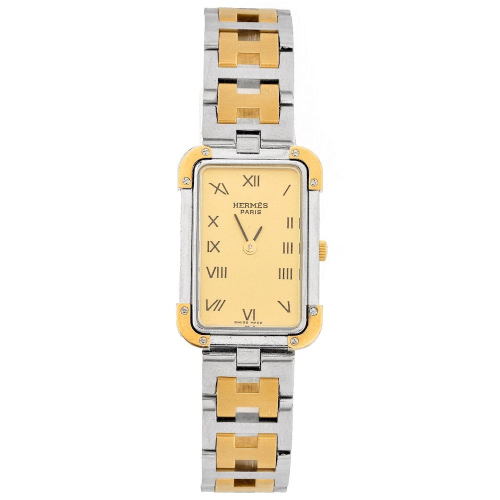 Appraisal: Hermes La Croisieret Watch Hermes La Croisieret Two-Tone Stainless Quartz