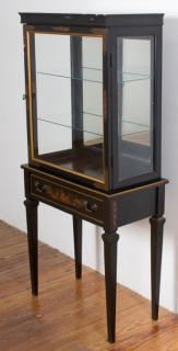 Appraisal: Chinoiserie Vitrine Chinoiserie vitrine featuring gilt accents two glass shelves