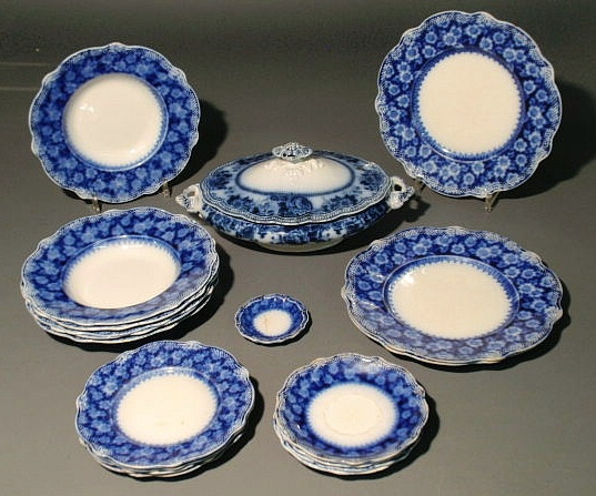 Appraisal: Partial Flow Blue china service- bowls dia plates dia saucers