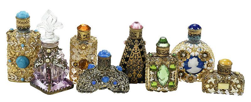 Appraisal: Czech Small Filigree and Jeweled Perfumes late th early th