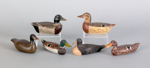 Appraisal: Group of six Illinois River miniature duck decoys mid th