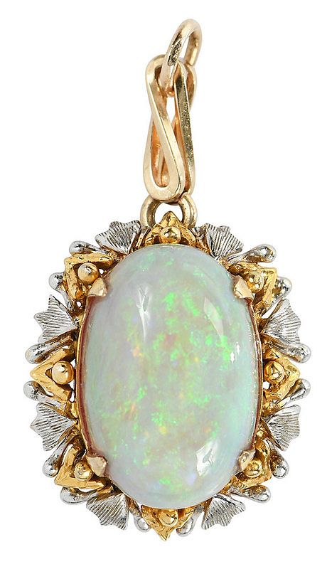 Appraisal: kt Opal Pendant oval opal cabochon approx x mm mounting