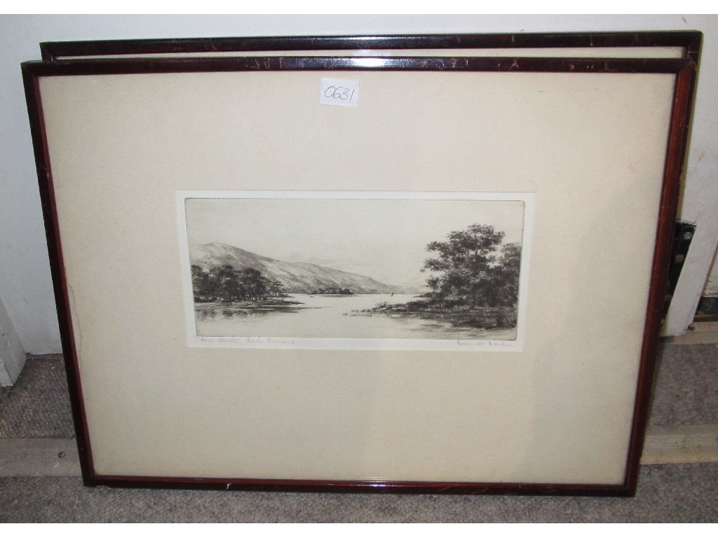 Appraisal: Pair of drypoints 'Loch Lomond' and 'Loch Vennachar' both signed