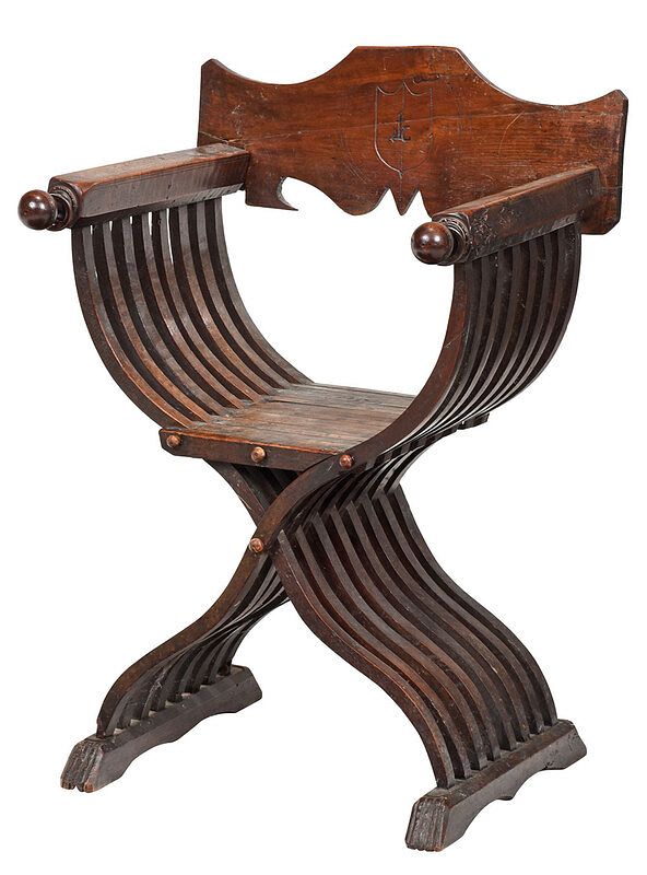 Appraisal: Renaissance Style Carved Walnut Savonarola Chair Italian th century or