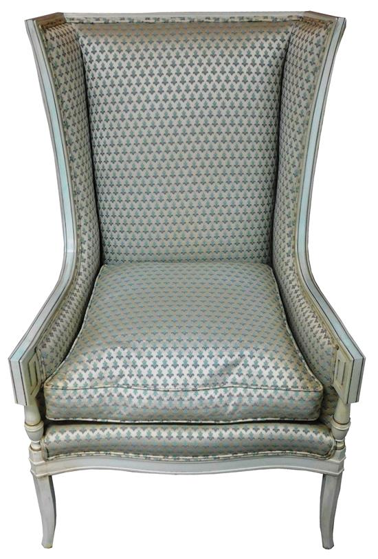 Appraisal: French style armchair cream painted frame wingback sides arms resemble