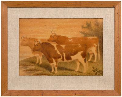 Appraisal: Watercolor signed D Corbet three cows at edge of river