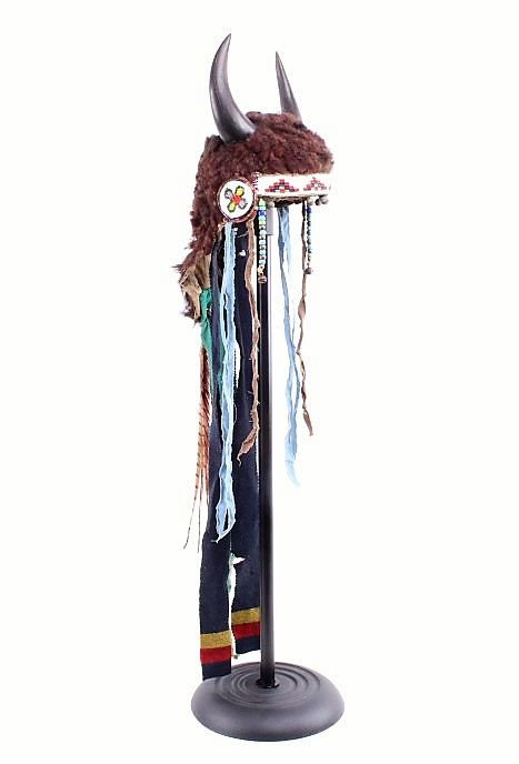 Appraisal: Blackfoot Buffalo Horn Hide Beaded Headdress The lot features a