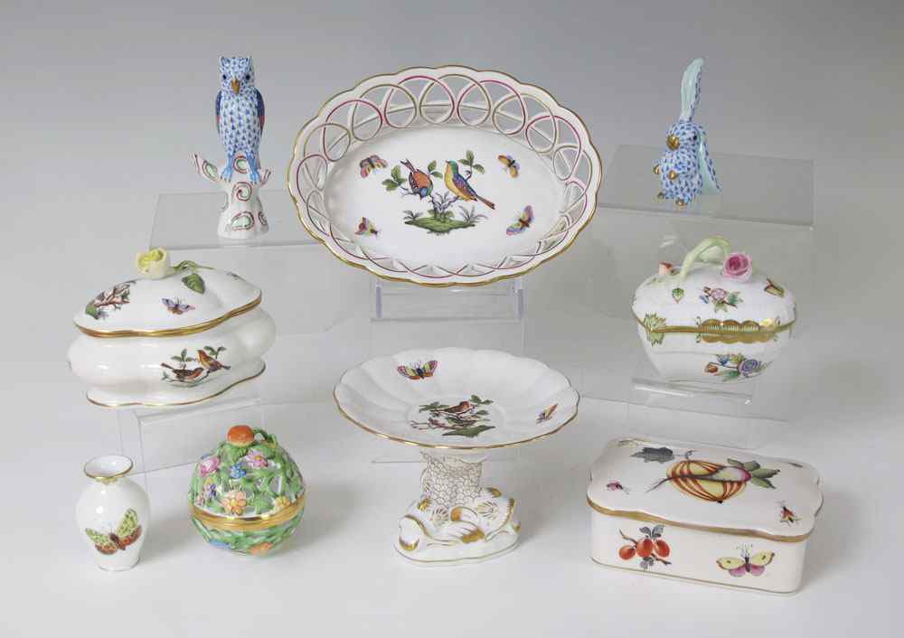 Appraisal: PIECE GROUP HEREND PORCELAINS To include a reticulated bowl ''