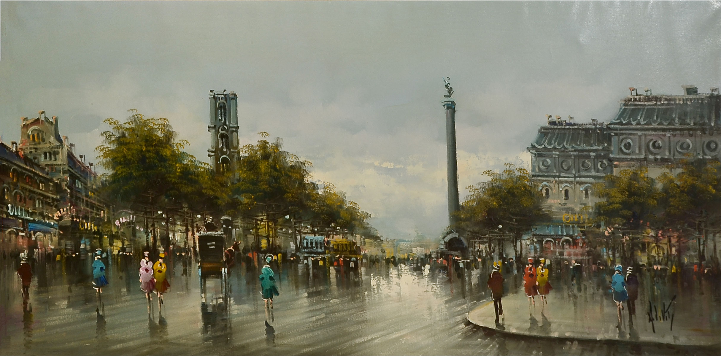 Appraisal: DEVITY Antonio Italy - Paris Street Scene Oil Canvas ''