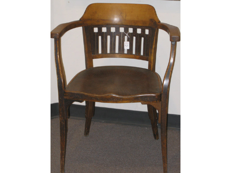 Appraisal: J J KOHN AUSTRIA Open armchair with relief molded seat