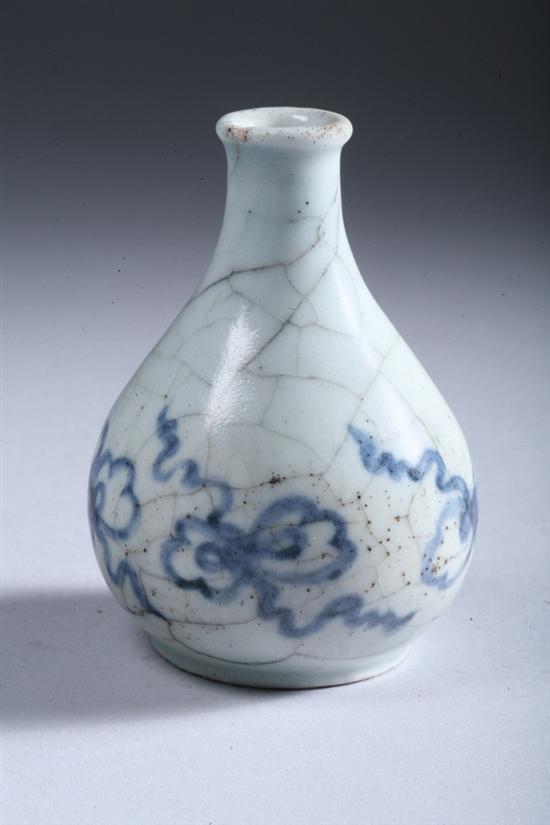 Appraisal: KOREAN BLUE AND WHITE PORCELAIN VASE Buddhist emblem decoration -