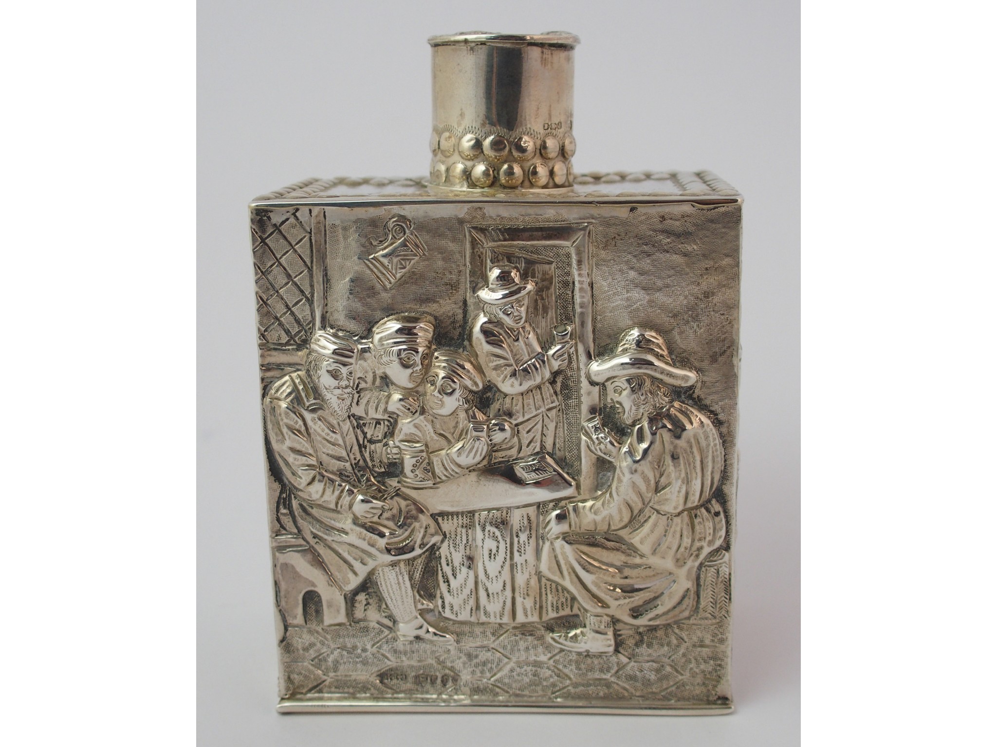 Appraisal: A Continental silver tea caddy possibly Dutch of rectangular form