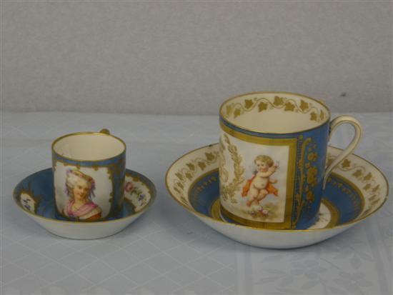 Appraisal: Two Sevres coffee cans and saucers th century both with