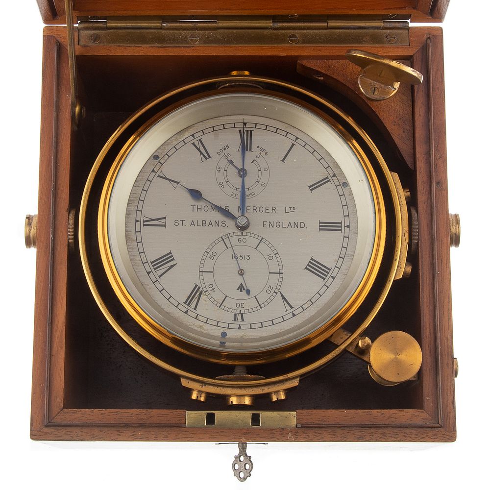 Appraisal: Thomas Mercer Chronometer th century silvered metal brass clock housed