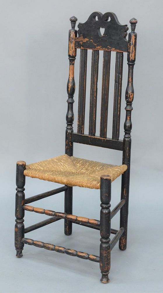 Appraisal: Bannister Back Side Chair with Heart Cut Out and Reeded