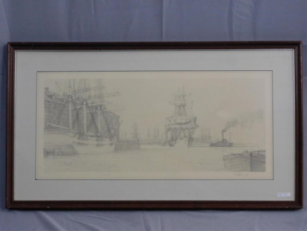 Appraisal: JOHN STOBART - MASSACHUSETTS FLORIDA framed black and white lithograph