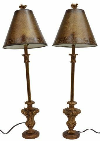 Appraisal: pair Decorative gilt table lamps late th c having tall