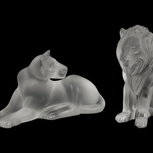 Appraisal: A Lalique Lion and a Lalique Lioness Second Half th