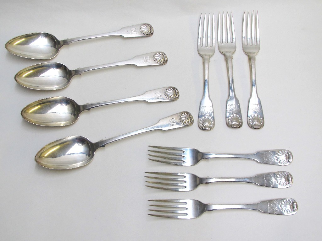 Appraisal: Four William IV silver table spoons Edinburgh and six George