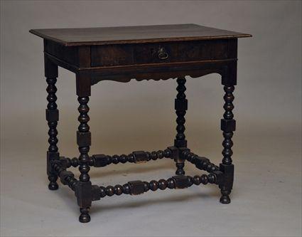 Appraisal: William and Mary-Style Oak Single-Drawer Table