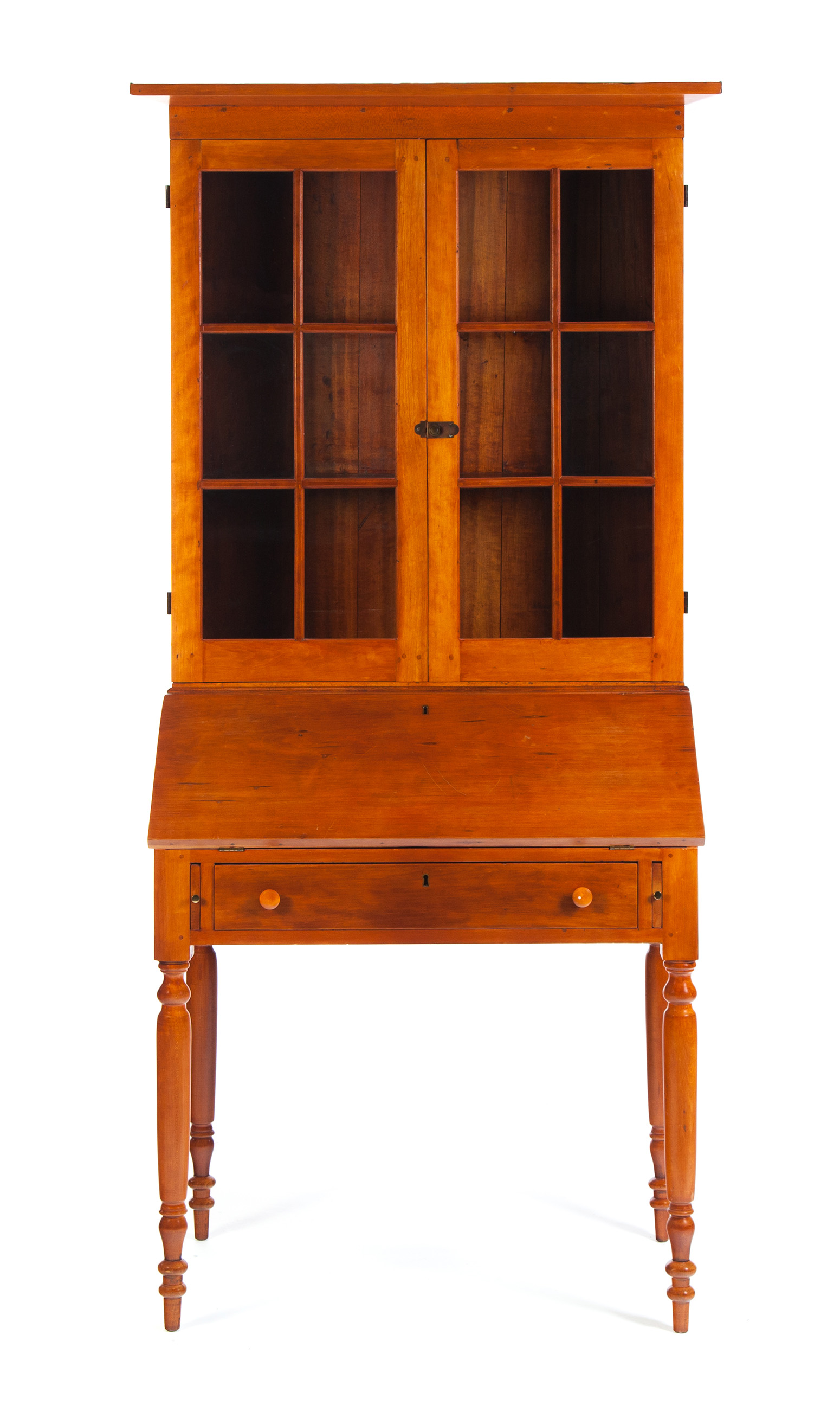 Appraisal: COUNTRY SHERATON TWO-PIECE SECRETARY BOOKCASE American nd quarter- th century