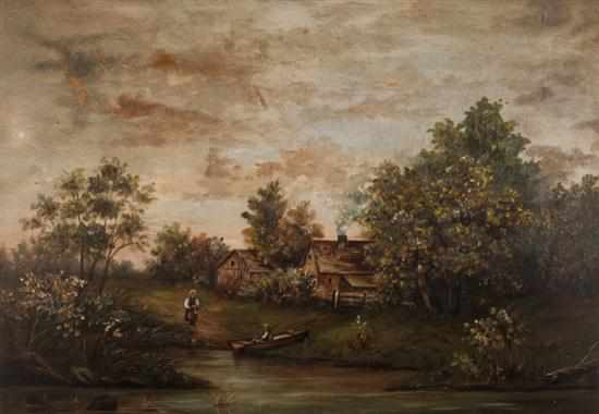 Appraisal: Continental School late th early th century Landscape with Cottages