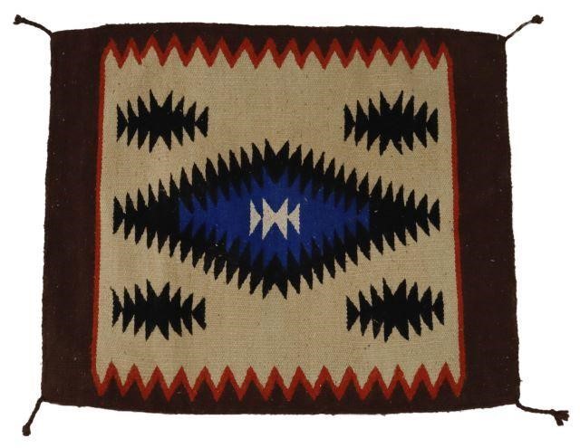 Appraisal: Native American woven saddle blanket Navajo Dine having a geometric