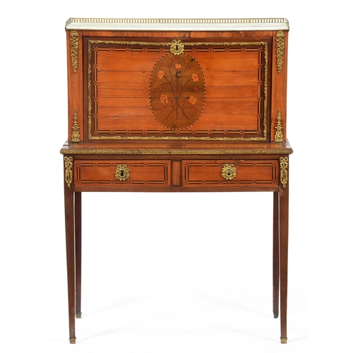 Appraisal: A French mahogany tulipwood and marquetry bonheur du jour th