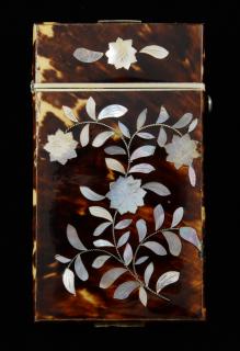 Appraisal: Tortoiseshell and mother of pearl inlaid card case x cm