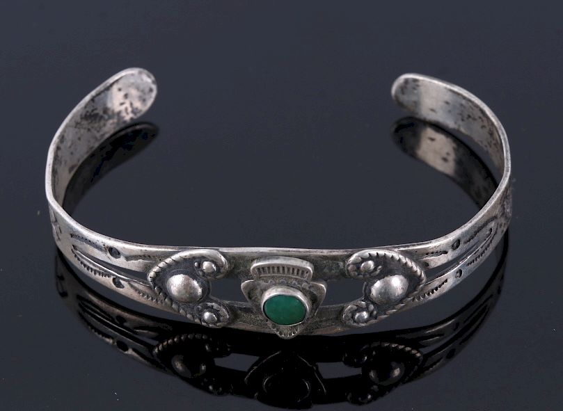 Appraisal: Navajo Fred Harvey Turquoise Sterling Bracelet For your consideration is