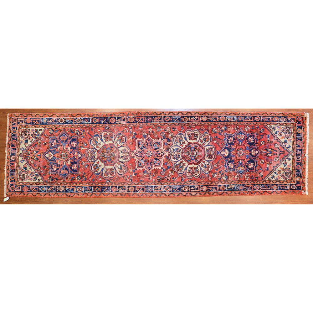 Appraisal: Heriz Runner Persia x Fourth quarter- th century hand-knotted wool