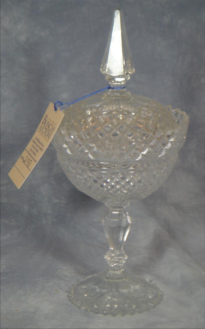 Appraisal: Cut crystal compote with lid h Estimate -