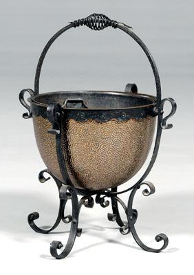 Appraisal: Copper and iron pail hammered copper vessel with iron liner