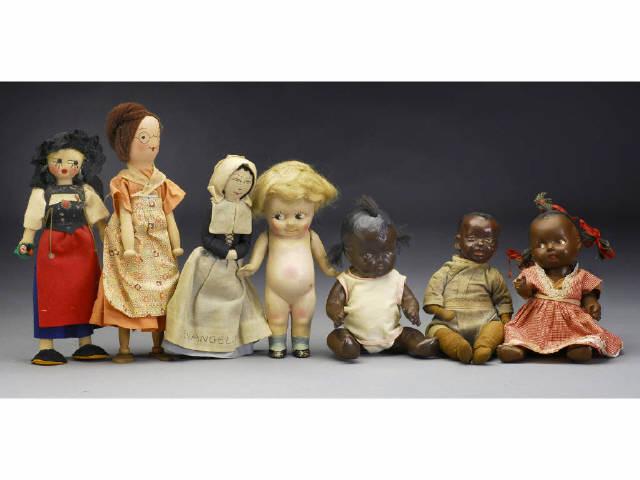 Appraisal: Lot of Assorted Antique Dolls Description Three cloth and four