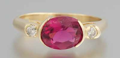 Appraisal: A Ladies' Pink Tourmaline and Diamond Ring k yellow gold