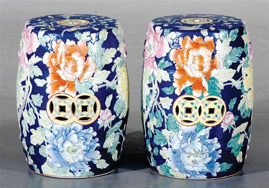 Appraisal: Pair Chinese Export famille rose porcelain garden seats th century