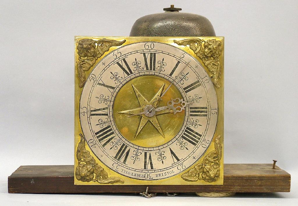 Appraisal: Interesting wall alarm clock the square brass dial signed Thomas