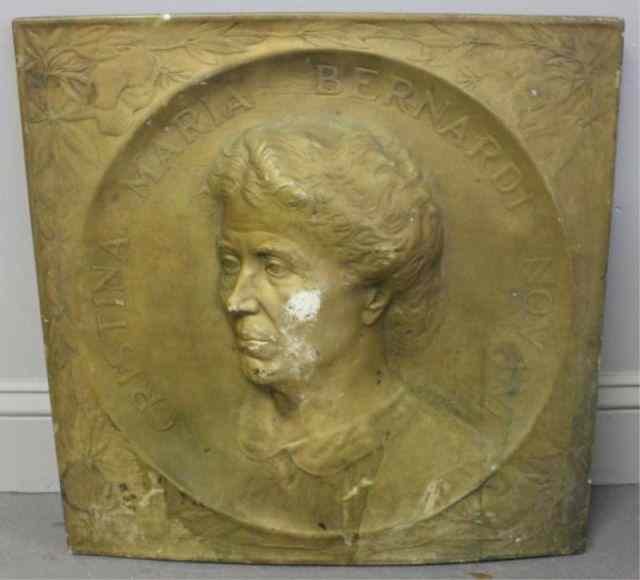 Appraisal: Carved Marble Relief of Cristina Maria BernardiNovani Inscribed lower right